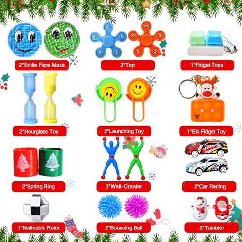 Fidget Advent Calendar, Advent Calendar 2025 for Kids, Christmas Countdown Calendar Sensory Toys for Boys Girls, Xmas Present Party Favor Presents for Toddler Teens