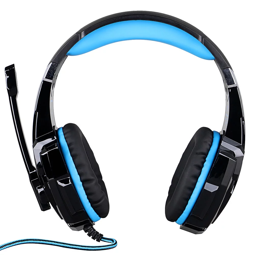 Kotion EACH G9000 3.5mm Gaming Headphone Over Ear Game Headset Noise Cancellation Earphone with Mic LED Light Control for Laptop Tablet Mobile Phones Desktop PC