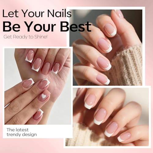 Modelones Jelly Gel Nail Polish Kit with UV Light, Christmas Sheer Pink Nude Red Brown Jelly Gel Polish with Base Top Coat Pearl Chrome Powder 4 Transparent Colors Mini Salon Nail Art Gift