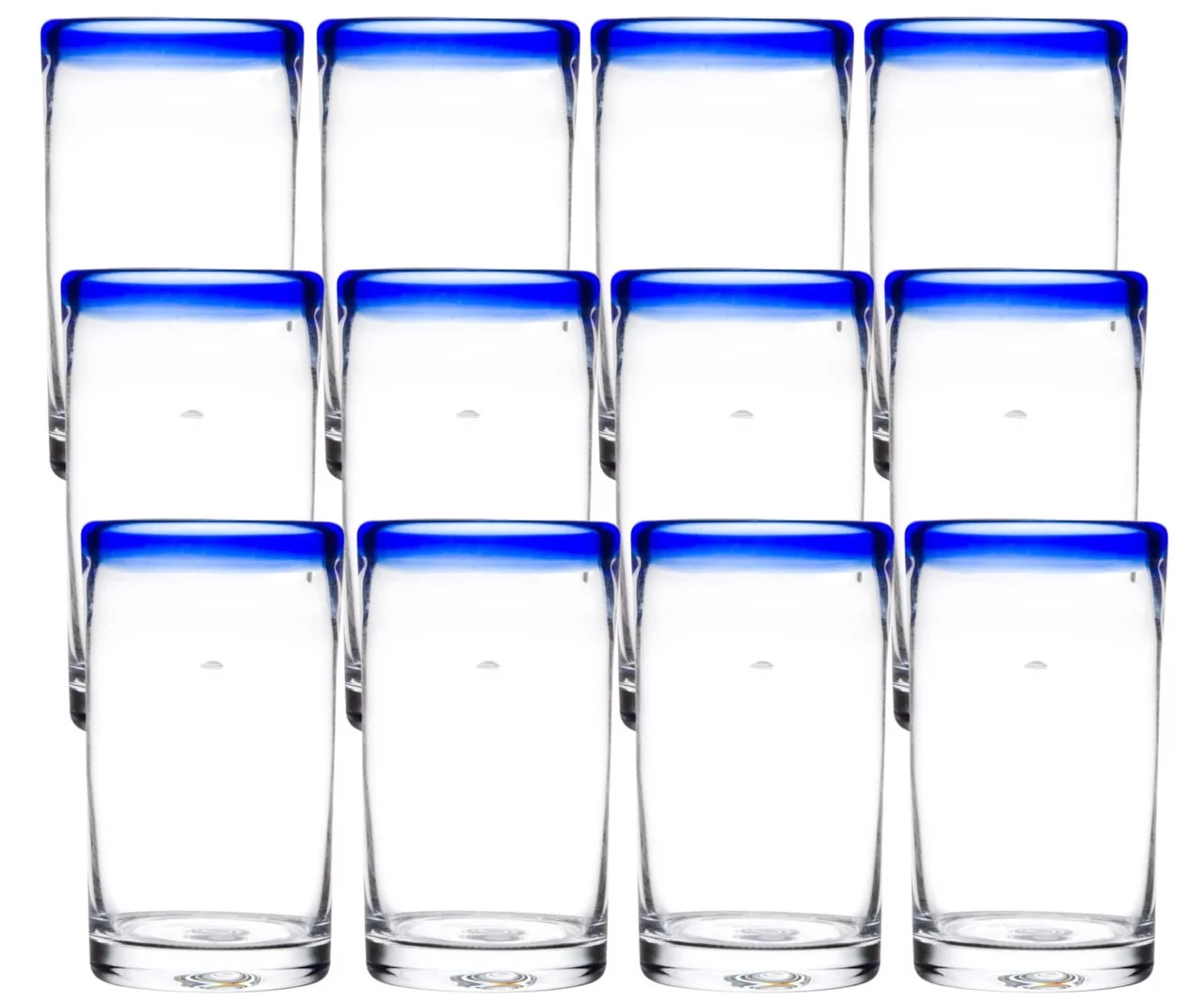 Libbey Aruba 16 oz. Customizable Cooler Glass with Cobalt Blue Rim - 12/Case | Craft Your Refreshing Drinks in Style