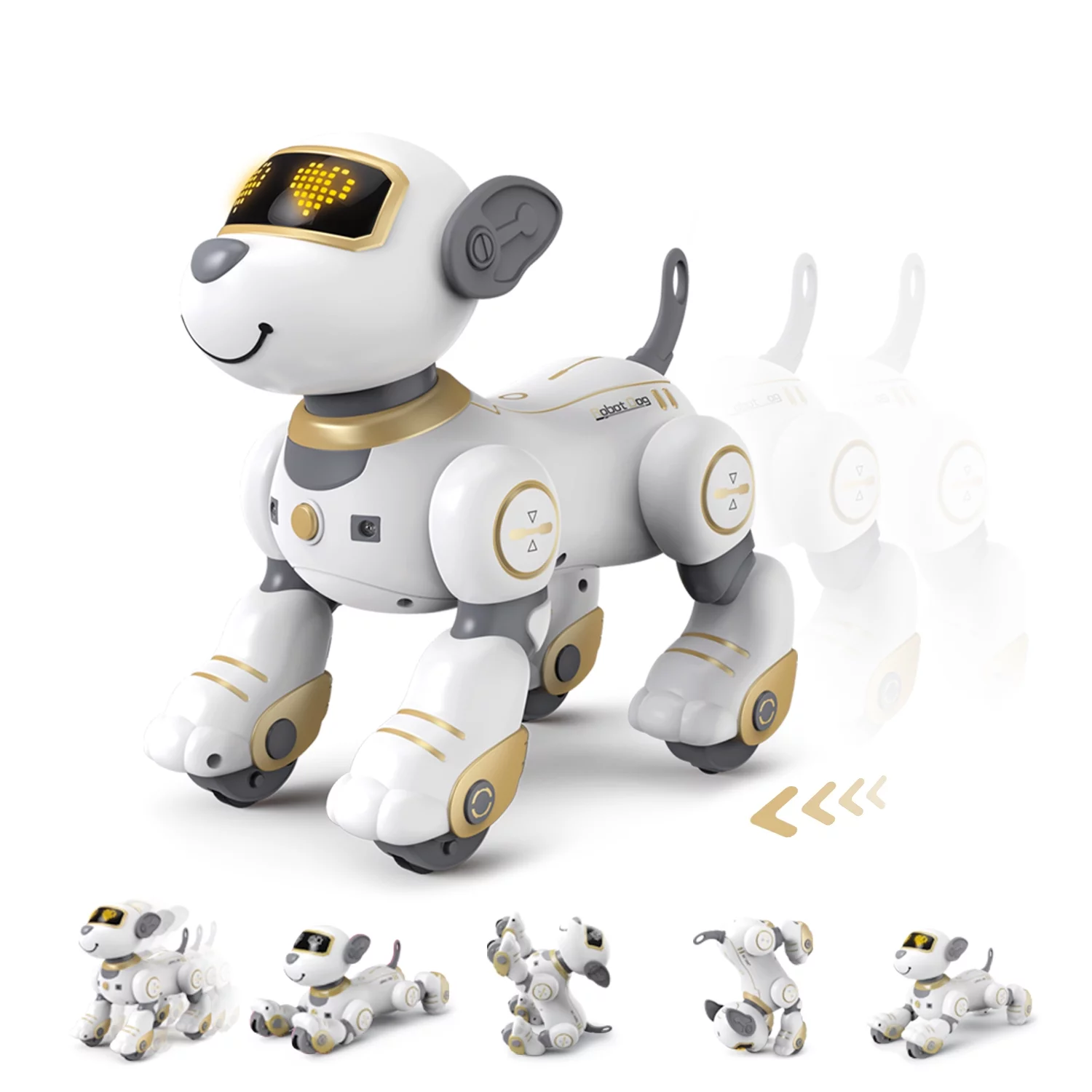 FUUY Remote Control Dog for Kids Gold Robot Dog That Acts Like a Real Dog Interactive Robot Pet Follow Me Robotics Toys Intelligent Robo Dog Programmable Sing and Dance Design Birthday Gifts