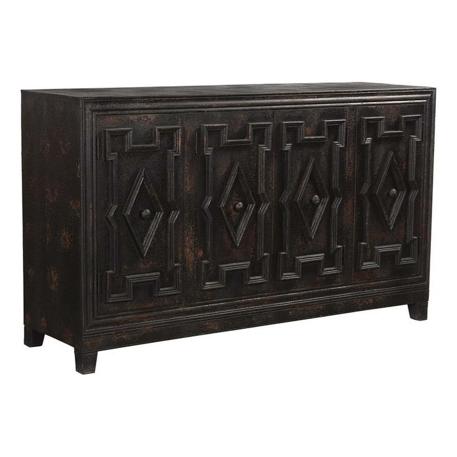 Taran Designs Julia 4-door Solid Wood Sideboard in Black