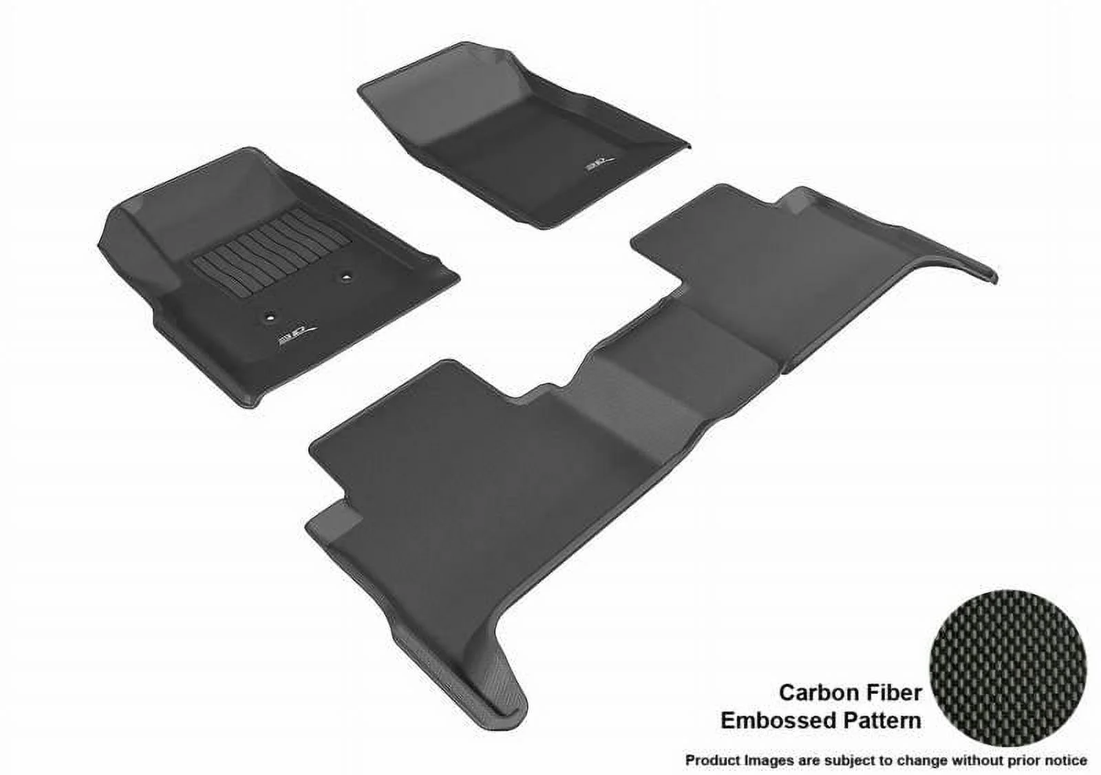 3D MAXpider 2015-2022 Fits GMC Canyon Crew Cab 1st Row 2nd Row Kagu Carbon Fiber Embossed Pattern Black Floor Mat L1GM01801509