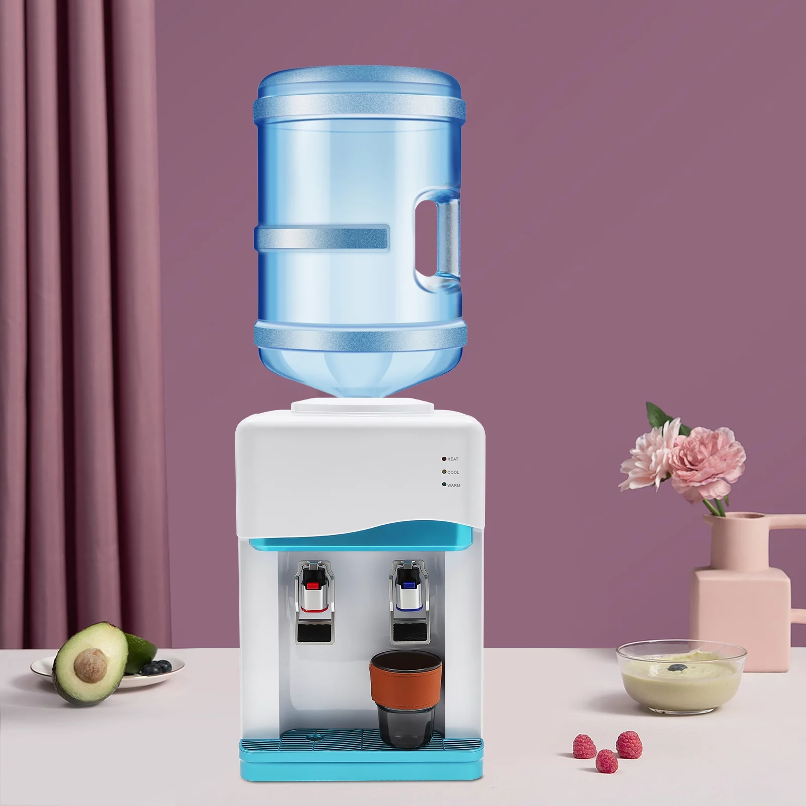 Desktop Hot & Cold Water Cooler Dispenser with Child Safety Lock Drinking Fountain