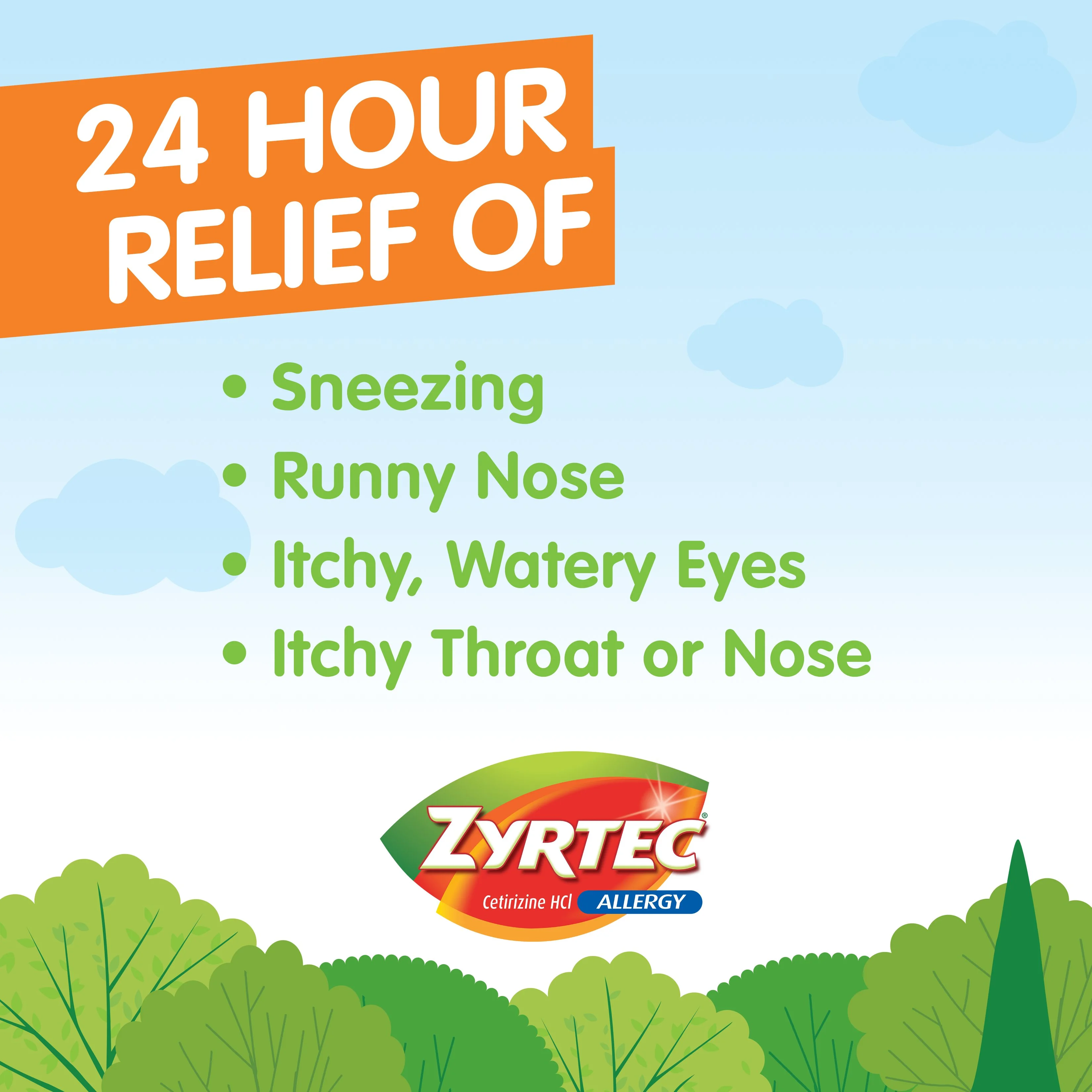 Zyrtec 24 Hour Allergy Relief Tablets with 10 mg Cetirizine Hci, 90 Ct