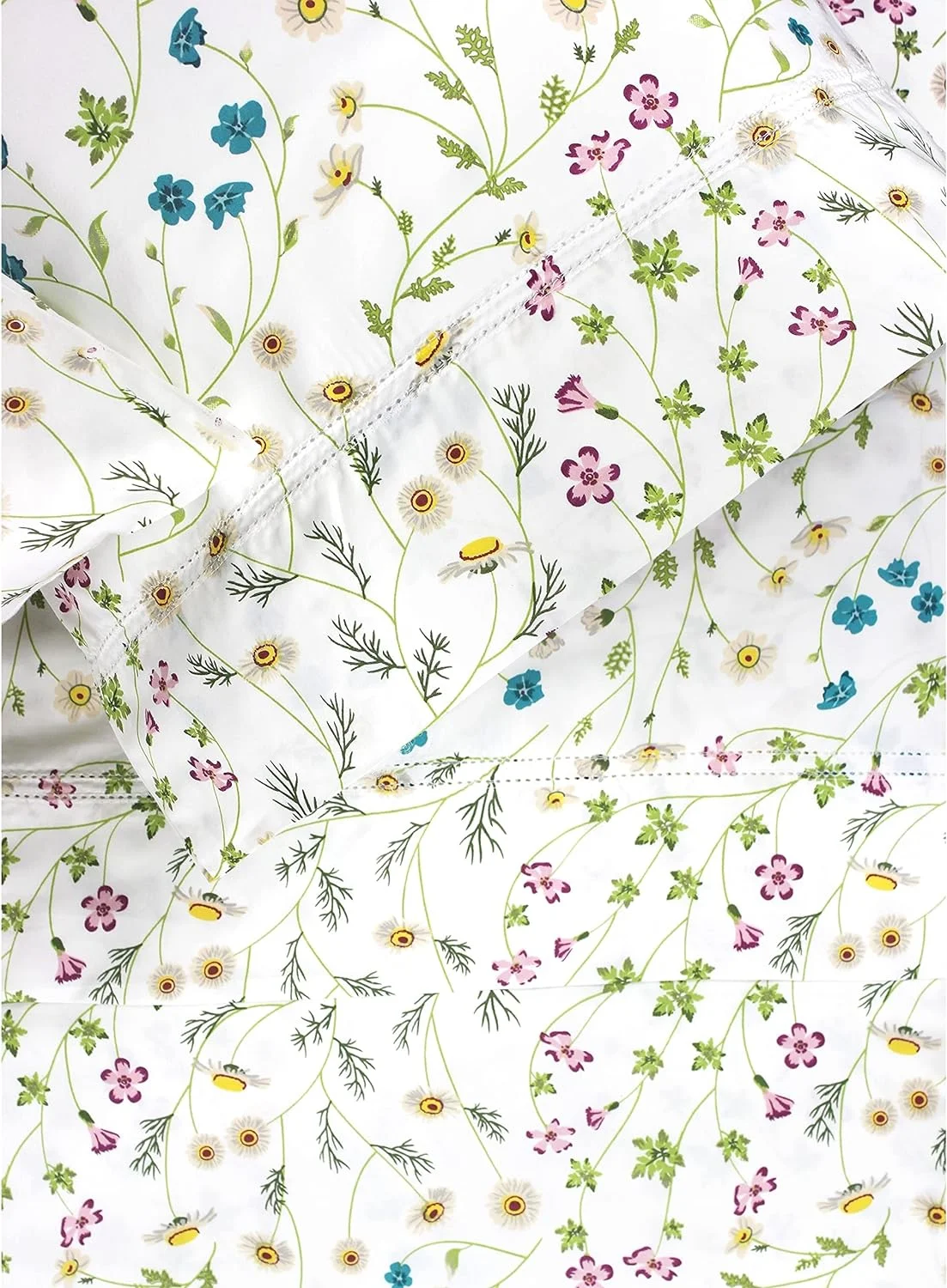Prited Desig Cotto Collectio 400 Thread Cout Wildflower Bed Sheet Set Califoria Kig