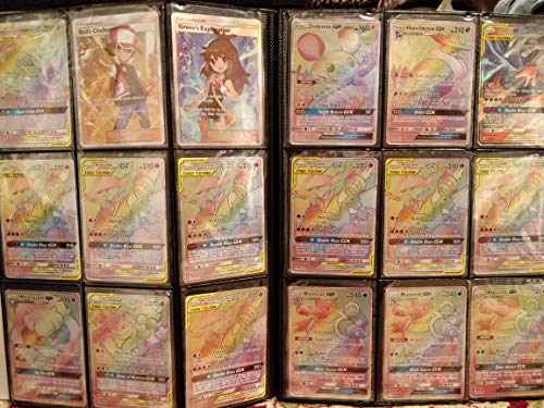 Pokemon 100+ Rainbow Rare Cards Binder Collection Includes 5 foils in Any Combination and at Least 1 of The Following Cards, EX and GX, FA, Secret Rare, Tag Team, Unified Minds