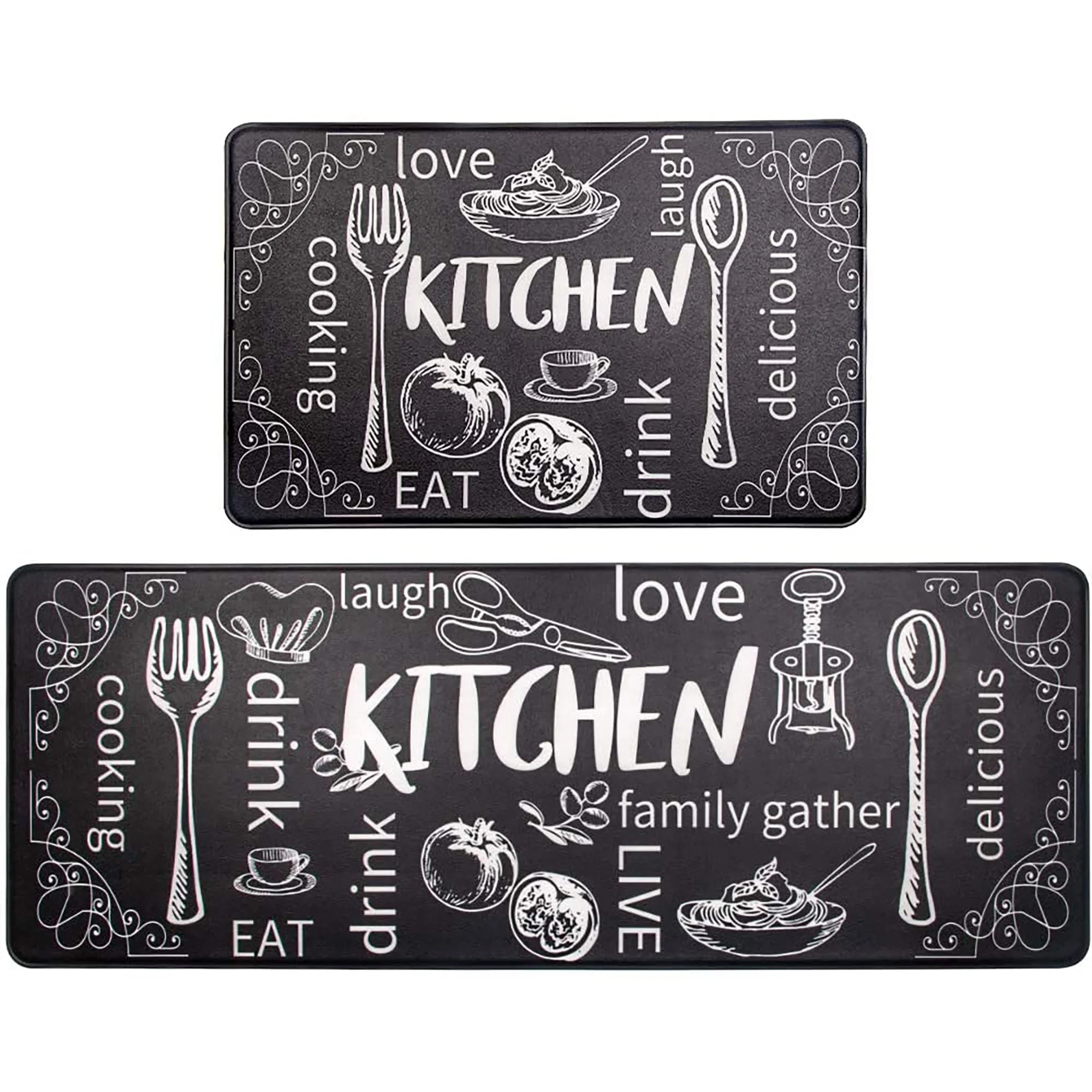 Findosom Anti Fatigue Kitchen Rug Mats Set of 2 Kitchen Runner Rug Waterproof Non-Slip 0.4