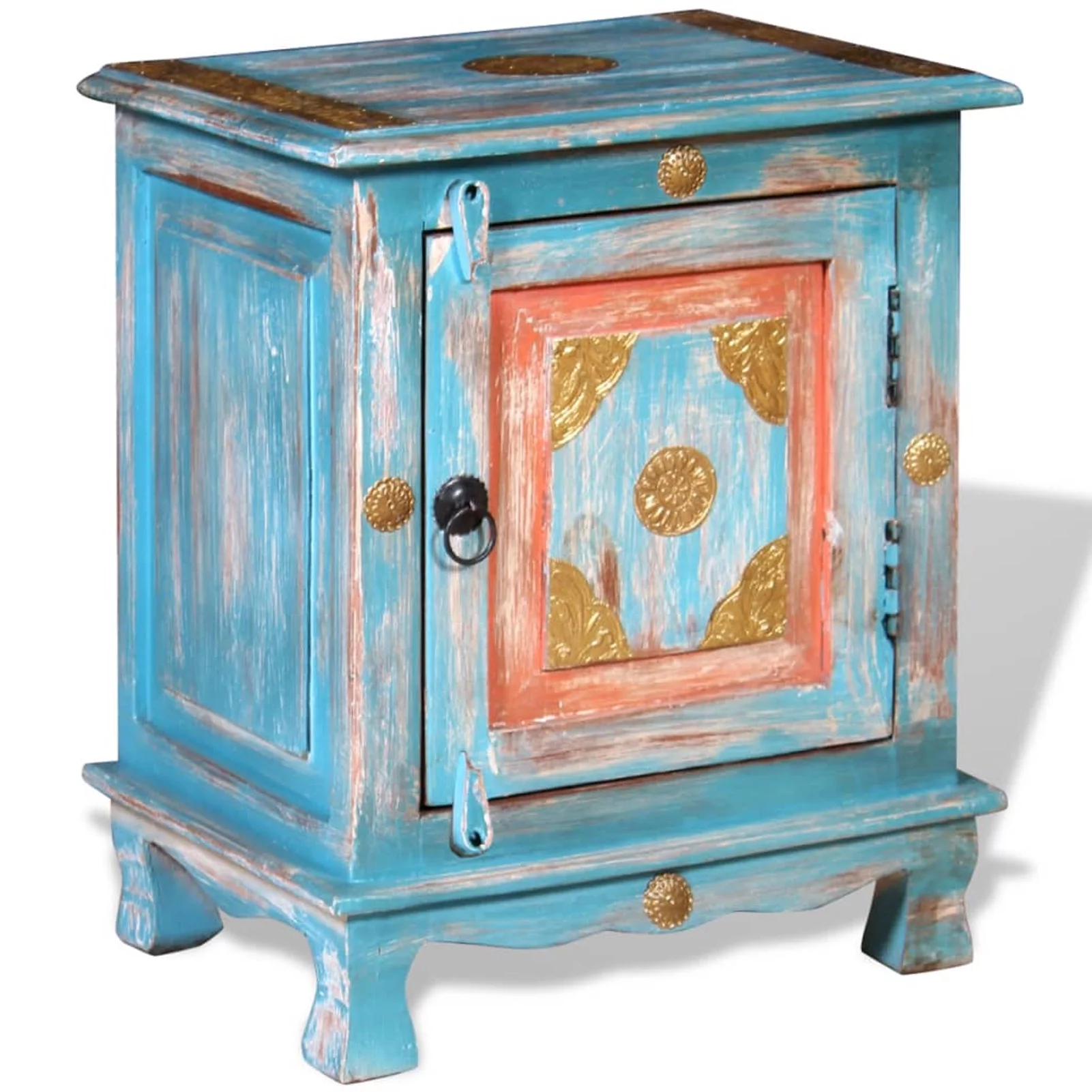 moobody Nightstand Solid Mango Wood Blue