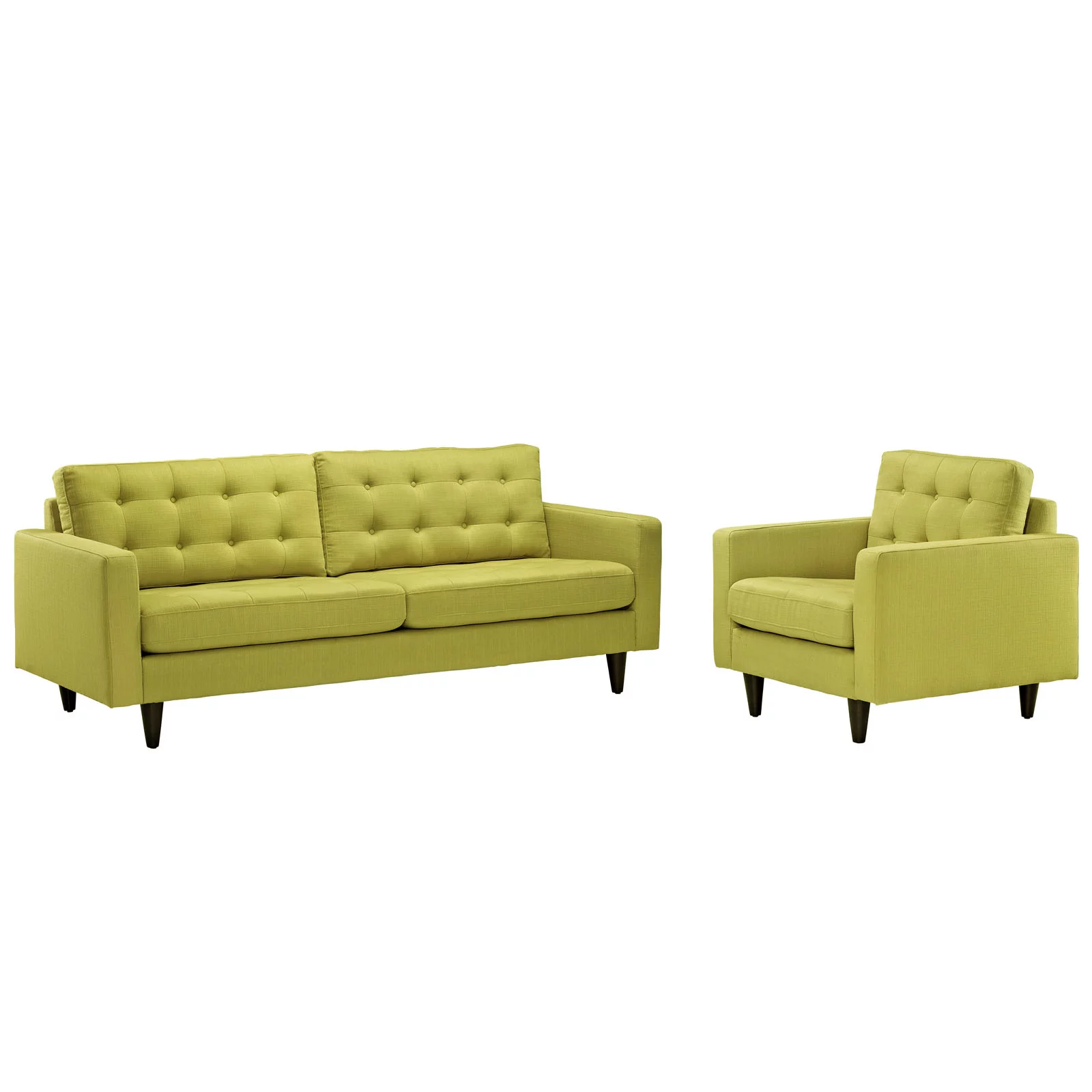 Modway Empress Armchair and Sofa Set of 2 in Wheatgrass