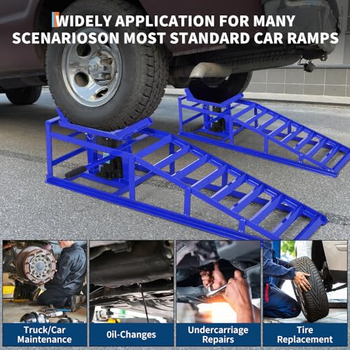 2PCS Hydraulic Car and Truck Service Ramps,11023 Lbs (5 Tons) Capacity, Portable Lifts Ramps for Oil Changes, Adjustable Lift Height 9.8
