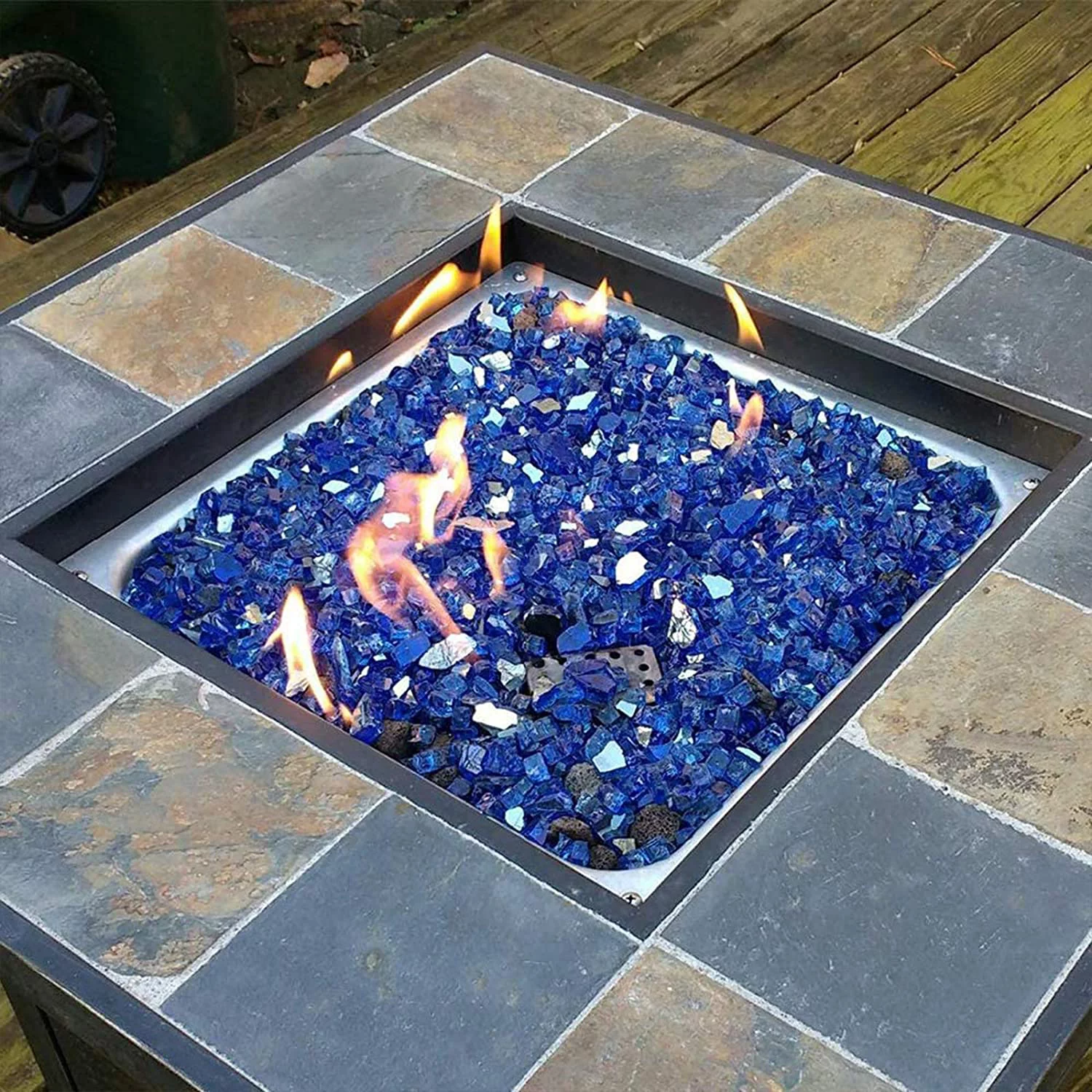 10 lb Fire Glass for Propane Fire Pit, 1/2" Gorgeous Reflective Fireplace Glass Rocks, Cobalt Blue