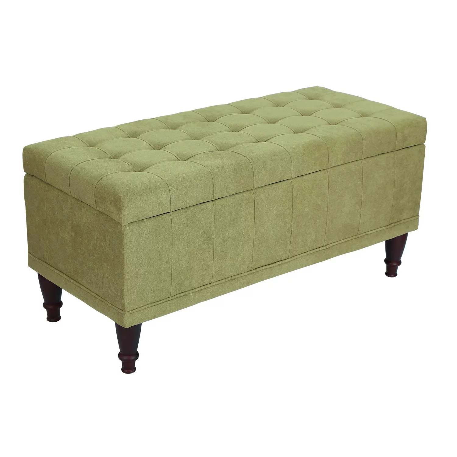 Homebeez Storage Ottoman Bench with Hinges,Upholstered Foot Rest Ottoman,Storage Chest,Green