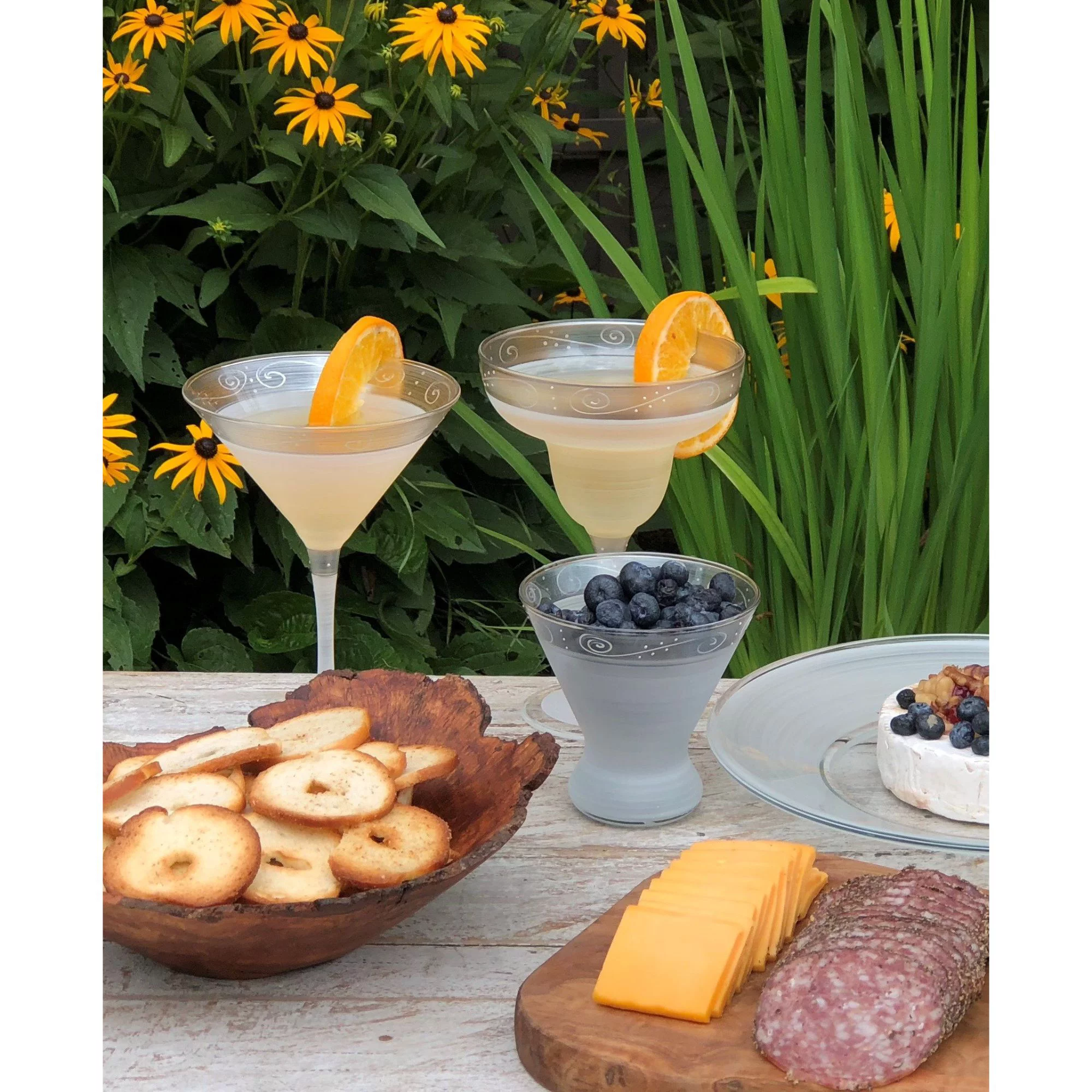 Crafted Creations Set of 2 Silver Swirls and Dots Hand Painted Cosmopolitan Wine Glasses 4