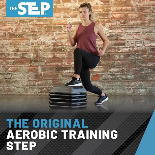 The Step Adjustable High Step Aerobic Platform with 4 Risers, Home Gym Workout Equipment, Fitness Exercise Equipment Made in the USA