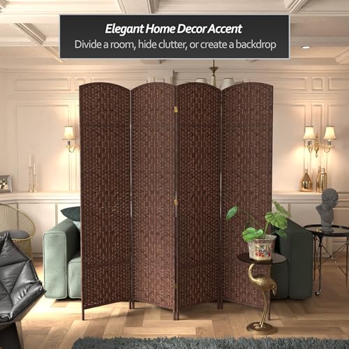 Red Lantern 7 ft. Tall Diamond Weave Dark Beige-6 Panels Room Divider