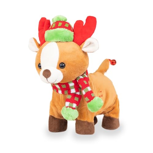 Cuddle Barn - Rock & Roll Rider | Animated Walking Dancing Singing Christmas Holiday Reindeer Sings Sleigh Ride, 10 Inches