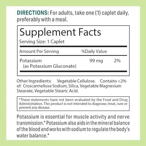 Vitamin World Potassium 99 mg Minerals Vegetarian Dietary Supplement 250 caplets