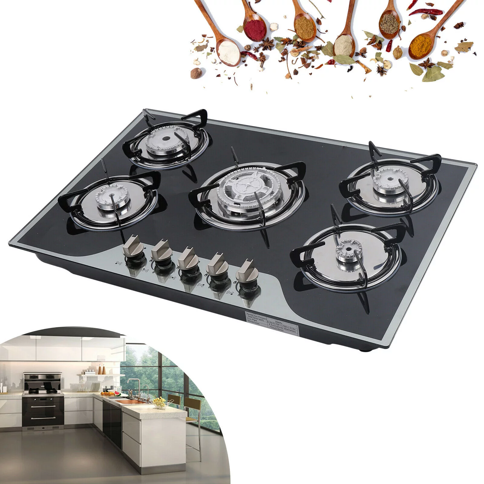5 Burners Built-in Gas Stove LPG / NG Countertop Gas Stove Gas Cooktop 30