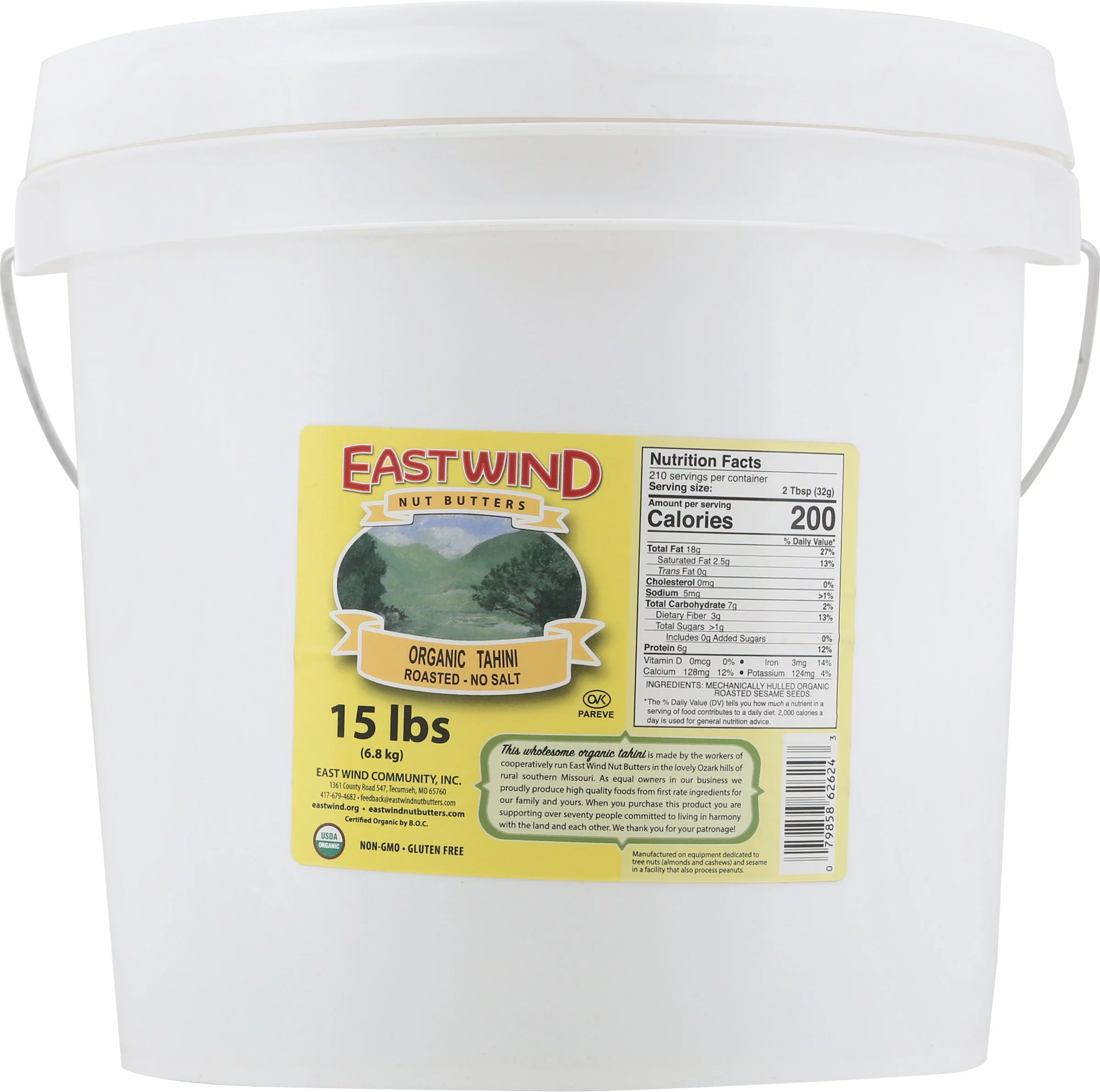 East Wind 100% Roasted Sesame No Salt Tahini - 15 lb. (1x15 #)