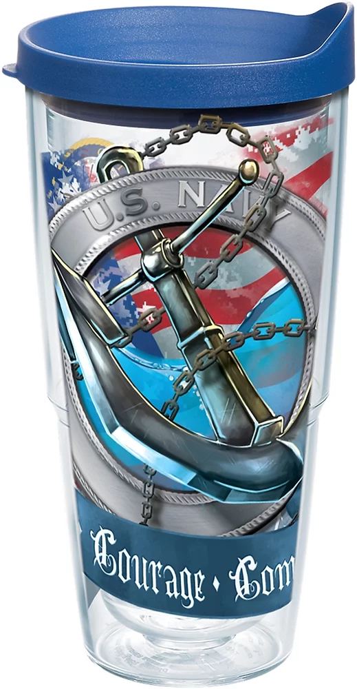 Tervis Navy Made in USA Double Walled  Insulated Tumbler Travel Cup Keeps Drinks Cold & Hot, 24oz, Anchor