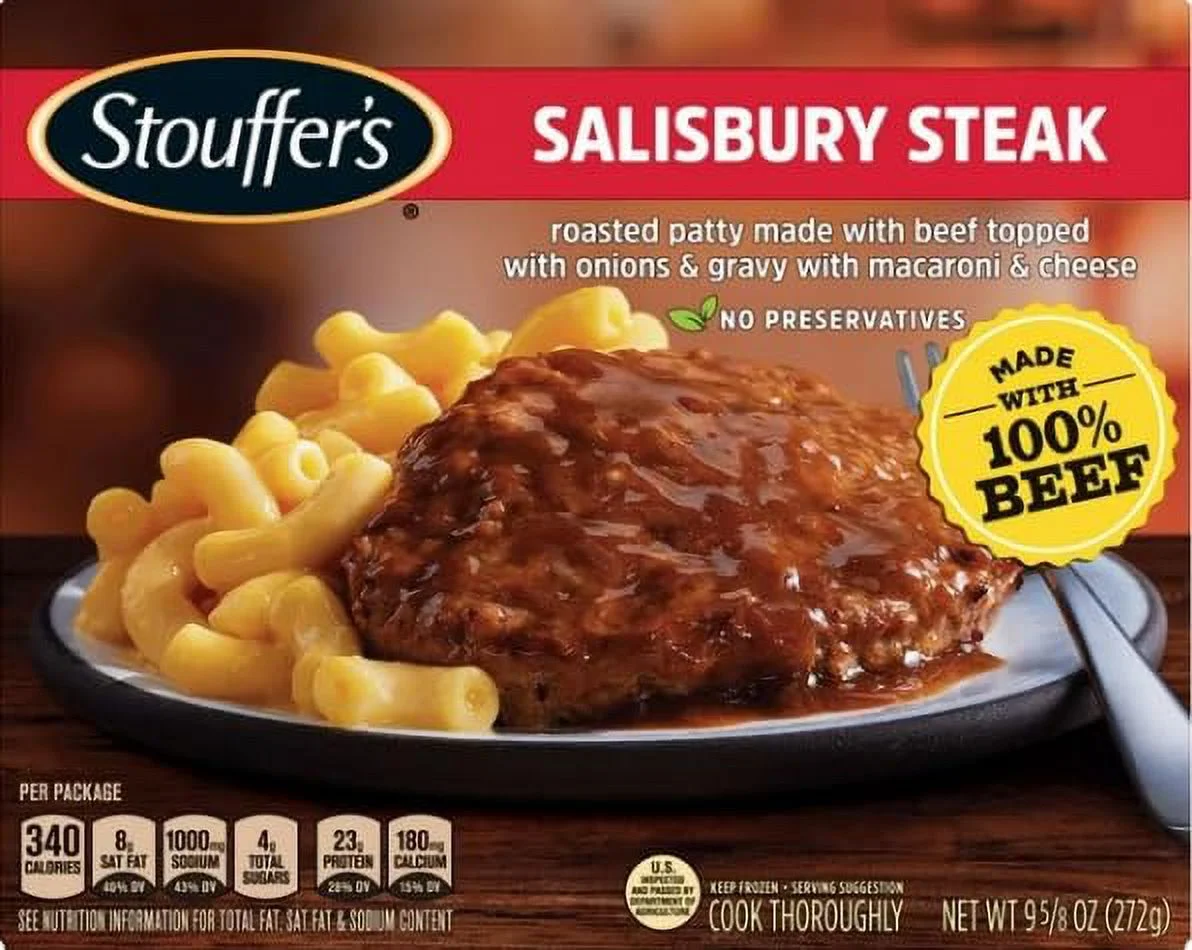 Stouffer's Salisbury Steak Individual Frozen Meal, 9.6 oz - Pack of 8