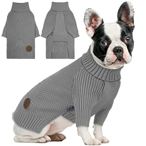 cyeollo Dog Christmas Sweater Turtleneck Soft Knitted Sweaters with Long Sleeves Warm Cozy Dog Clothes for Large Dogs, Burgundy 2XL