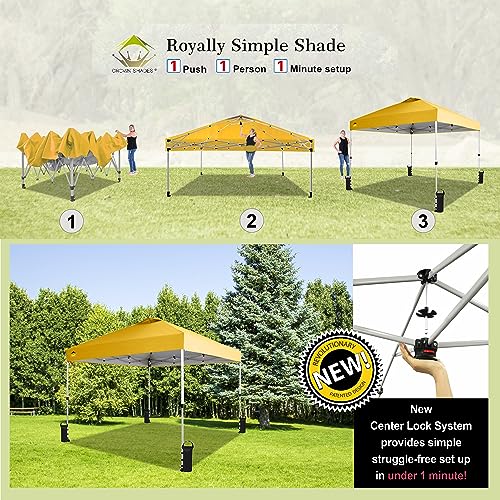CROWN SHADES 10x10 Pop Up Canopy - Beach Tent with One Push Setup - Easy Outdoor Sun Shade for Events, Parties, Camping - Gazebo with STO-N-Go Cover Bag, Silver Coated Top, White