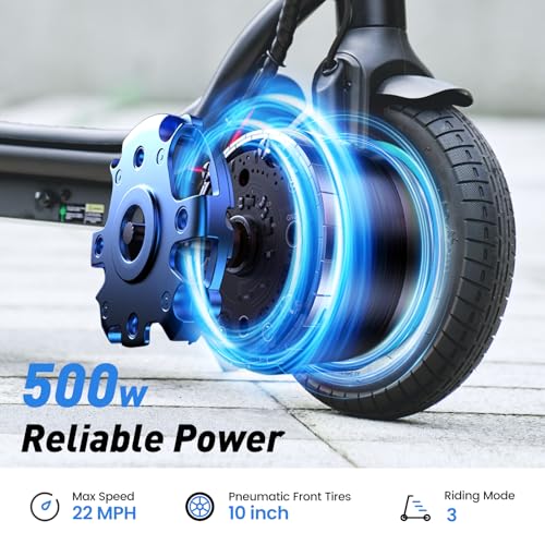 Electric Scooter, 23 Miles Long Range, 22 MPH Max Speed, 10