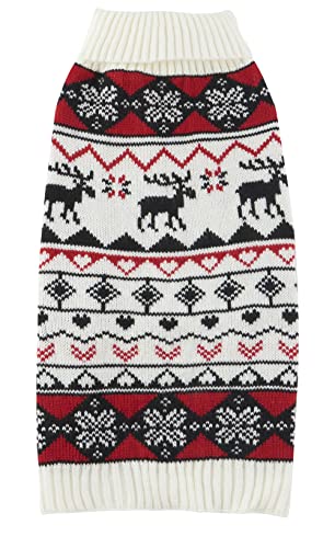 Lanyarco Red Christmas Dog Sweater, Reindeer Holiday Festive Ugly Dog Christmas Sweaters Clothes Outfit for Dogs, Medium M Size 13