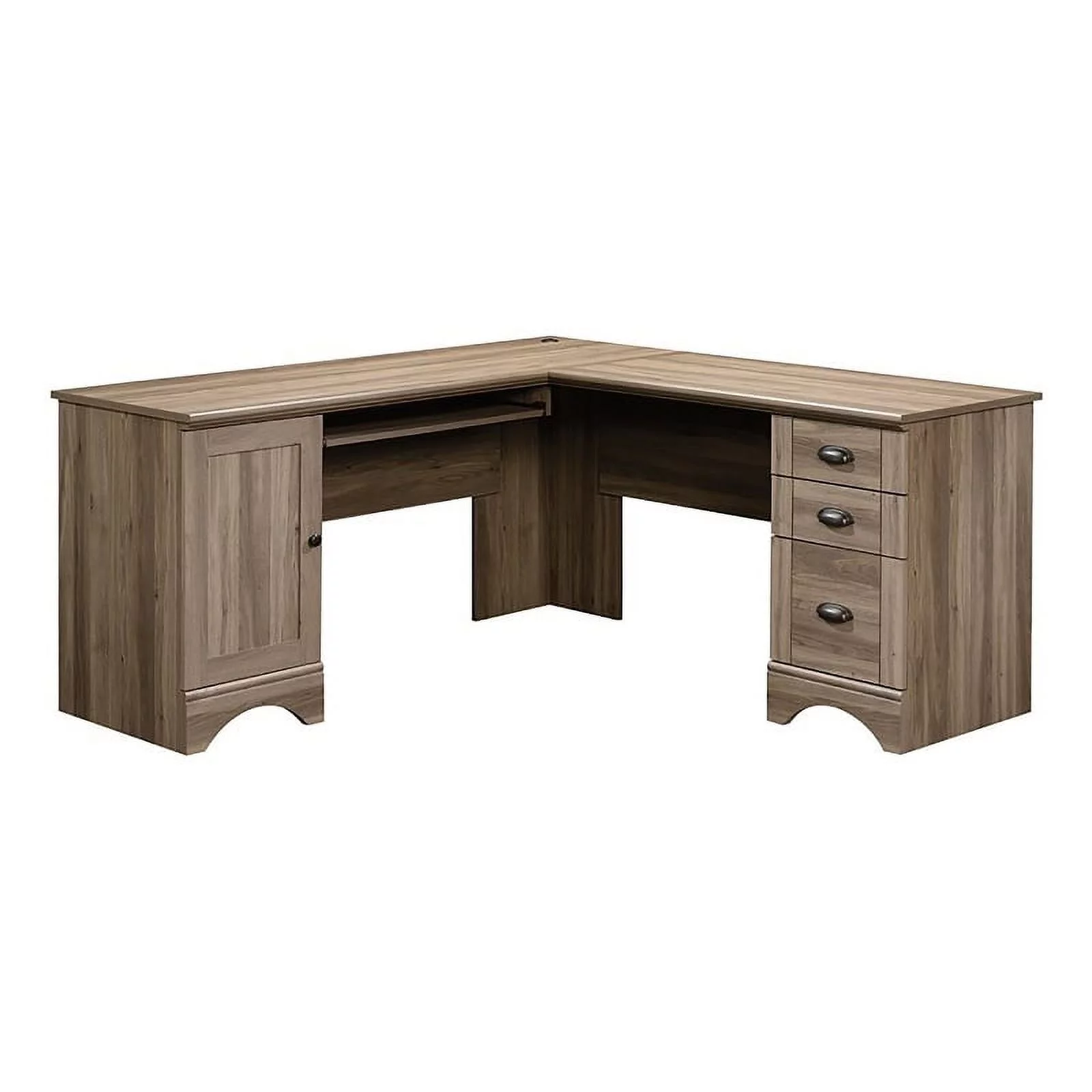 Scranton & Co L-Shaped Contemporary Engineered Wood Computer Desk in Salt Oak