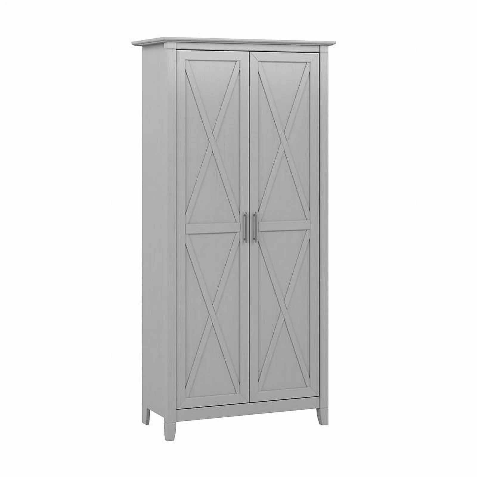 Pemberly Row Tall Storage Cabinet with Doors in Cape Cod Gray - Engineered Wood