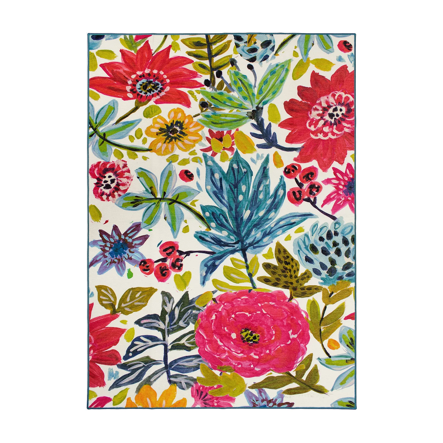 My Magic Carpet Machine Washable Area Rug Floral Bloom Multicolor 5X7