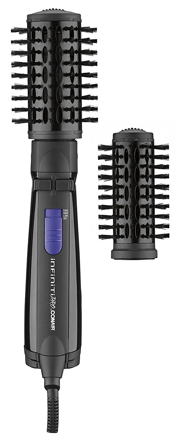 INFINITIPRO BY CONAIR Spin Air Rotating Styler Hot Air Brush with 2 Inch AND 1.5 Inch Brushes, Black BC191N