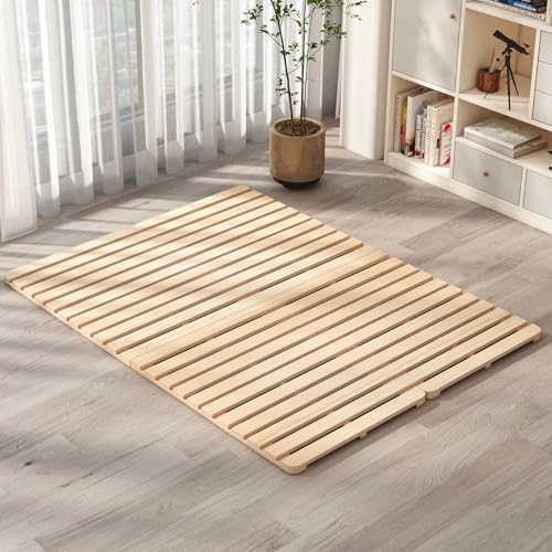 DoCred Solid Pine Wood Foldable Slatted Bed,Moisture-Proof Tatami Bed Frame, Beds Plate for Japanese Floor Futon Mattress, Guest Tatami Mat Floor Sleep Bedding