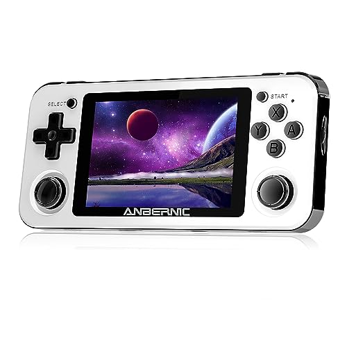 RG351P Retro Handheld Game Console Open Source Linux System 3.5 inch IPS 320*480 Screen RK3326 1.5GHz 3500mAh Battery 2500 Classic Games Support PSP/N64 Game Gift Portable Player (RG351P-White)