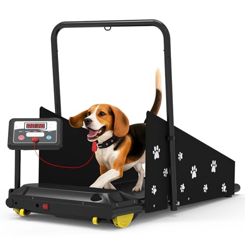 Petbobi Dog Treadmill for Medium Dogs - 265lbs Heavy-Duty Compact Pet Runner with 360° Rotatable Display Screen, Remote Control & Wheels - Ideal for Pet Fitness, Exercise & Health