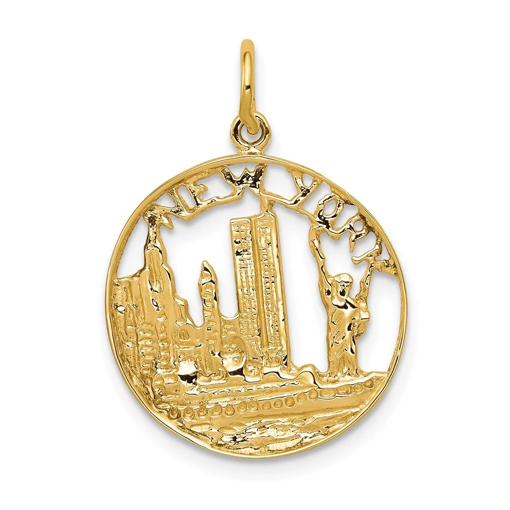 Auriga 14K Yellow Gold New York Charm Pendant for Women (L-25 mm,W-18 mm)