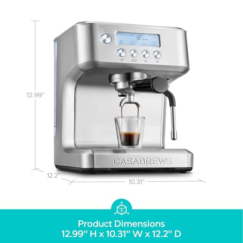 CASABREWS Ultra Espresso Machine with LCD Display, Powerful Milk Frother and Customizable Brewing Temperature, Provides Barista-Level Lattes and Cappuccinos
