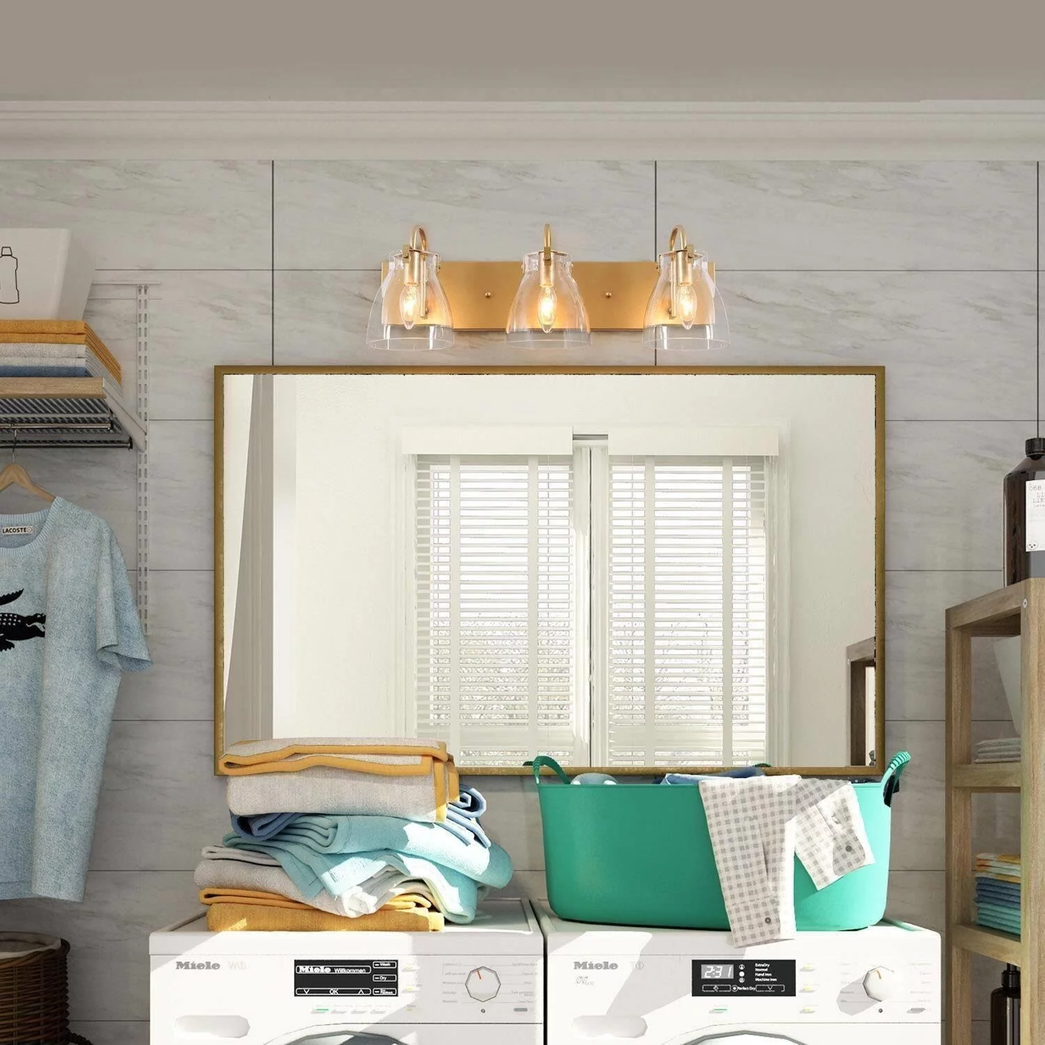 Maxia Modern Glam Clear Glass  Gold 3-Light Wall Sconce Bathroom Vanity Lights - L22