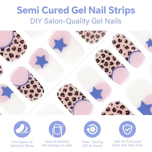 Semi Cured Gel Nail Strips-Easy Apply Christmas Gel Nail Stickers Holiday Semi Cured Manicure Strips with Sparkling Xmas Designs (Classic Yule)