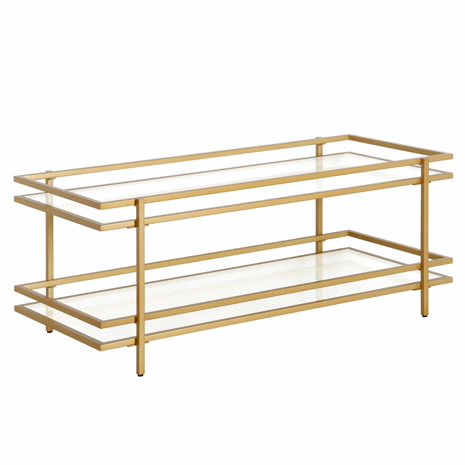 Evelyn&Zoe Modern Steel and Glass Coffee Table, Gold