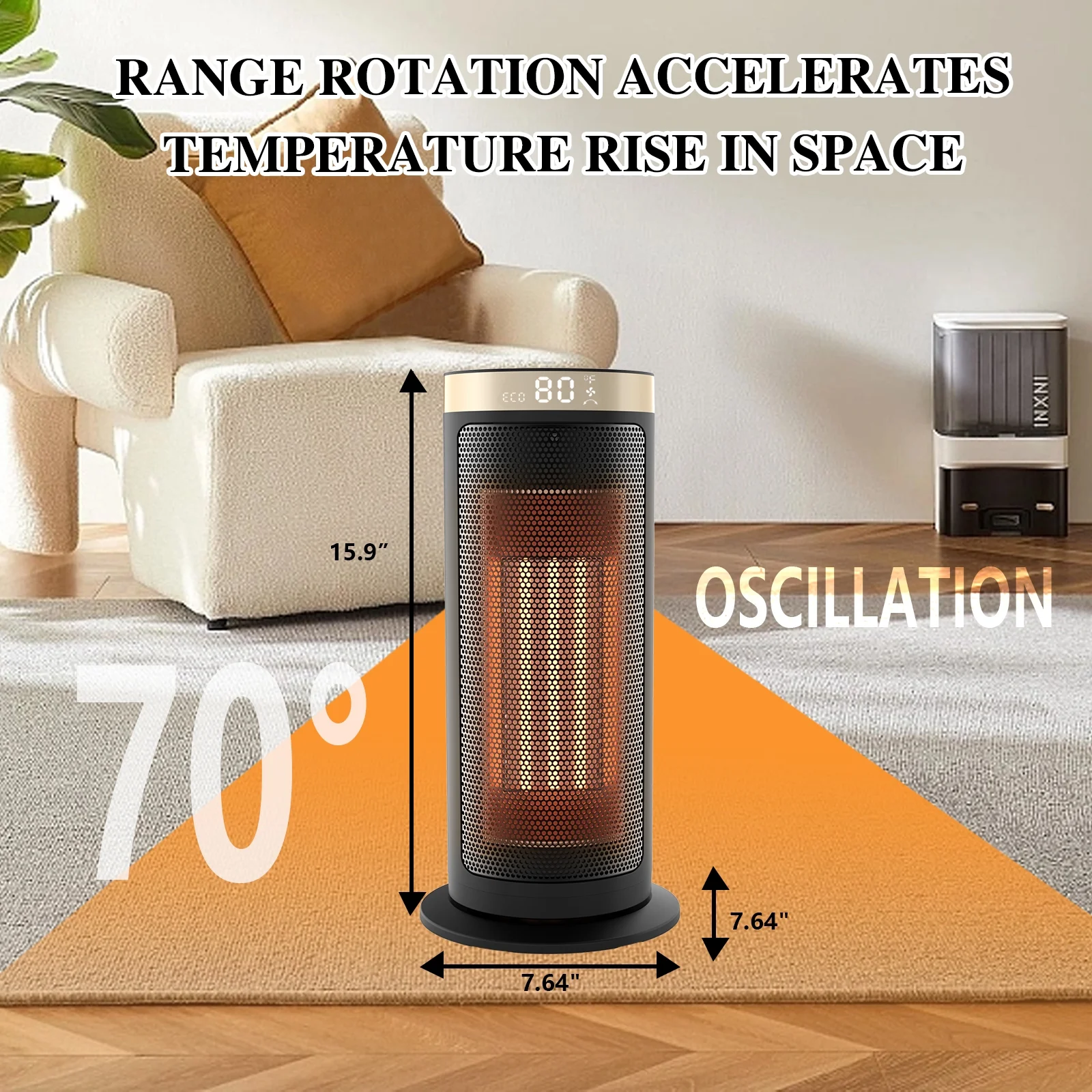 Vebreda Space Heater for Indoor Use, 1500W  PTC Ceramic Fast Heating Safe for Office Bedroom Use