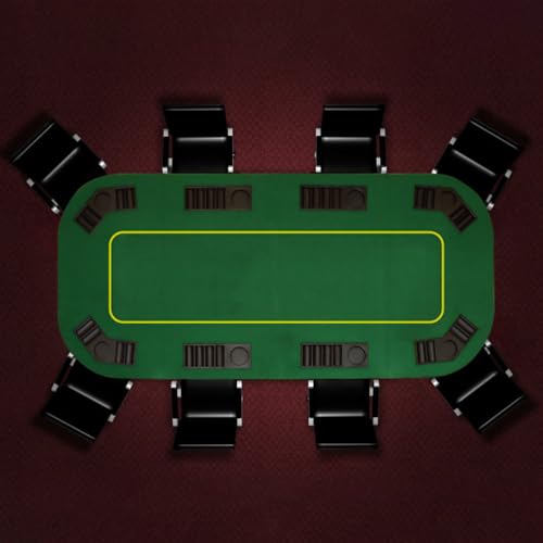 Poker Table Top - 80-inch Foldable Card Mat for up to 8 Players - Blackjack Table with Cupholders and Chip Trays by Trademark Poker (Green)