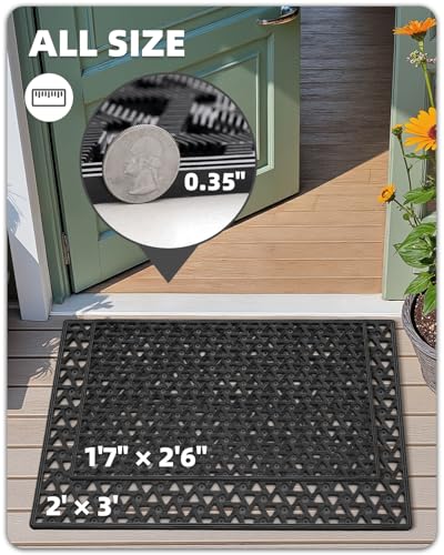 Color&Geometry Door Mat Outside Entrance with Drainage, Rubber Heavy Duty Dirt Trapper Waterproof Outdoor Welcome Mat, Outdoor Mats All Weather for Front Back Door Patio Entryway Entry,19