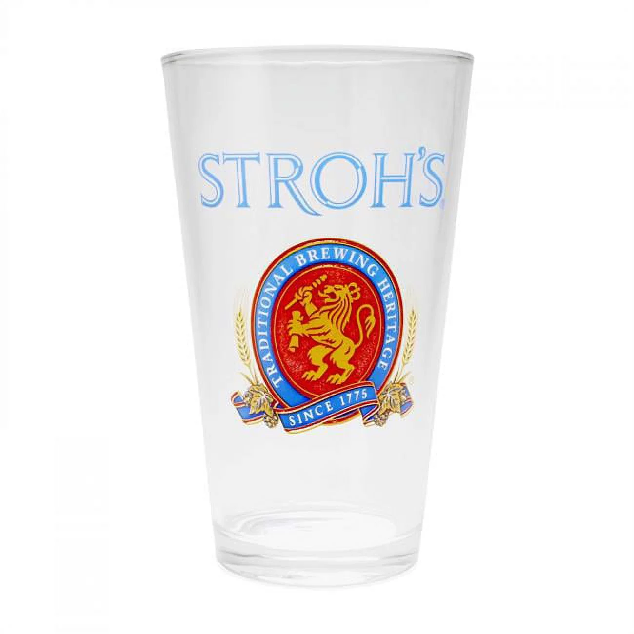Strohs 863188 16 oz Traditional Brewing Logo Pint Glass, Clear