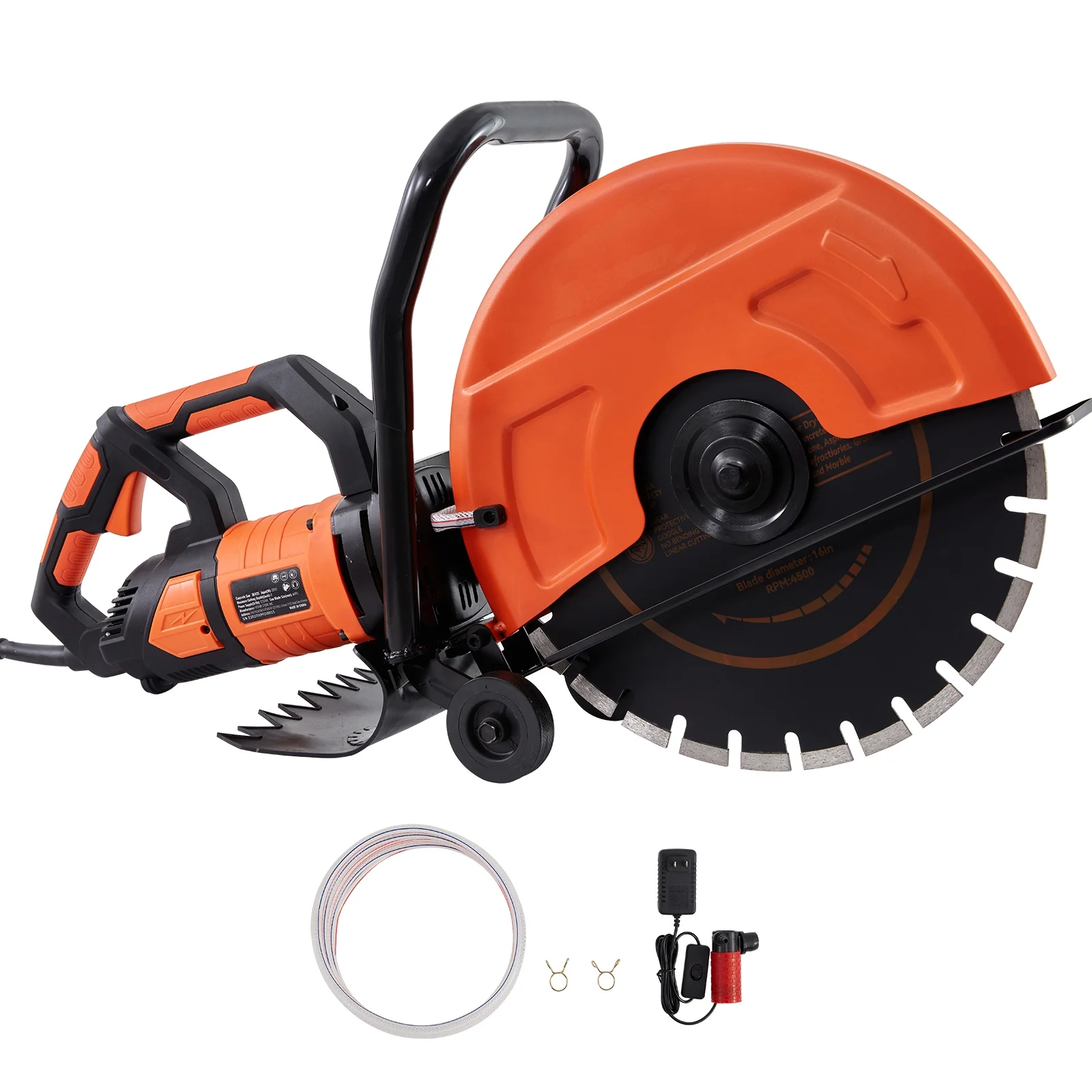 SKYSHALO 16'' Electric Concrete Saw Wet/Dry Saw Cutter with Water Pump and Blade