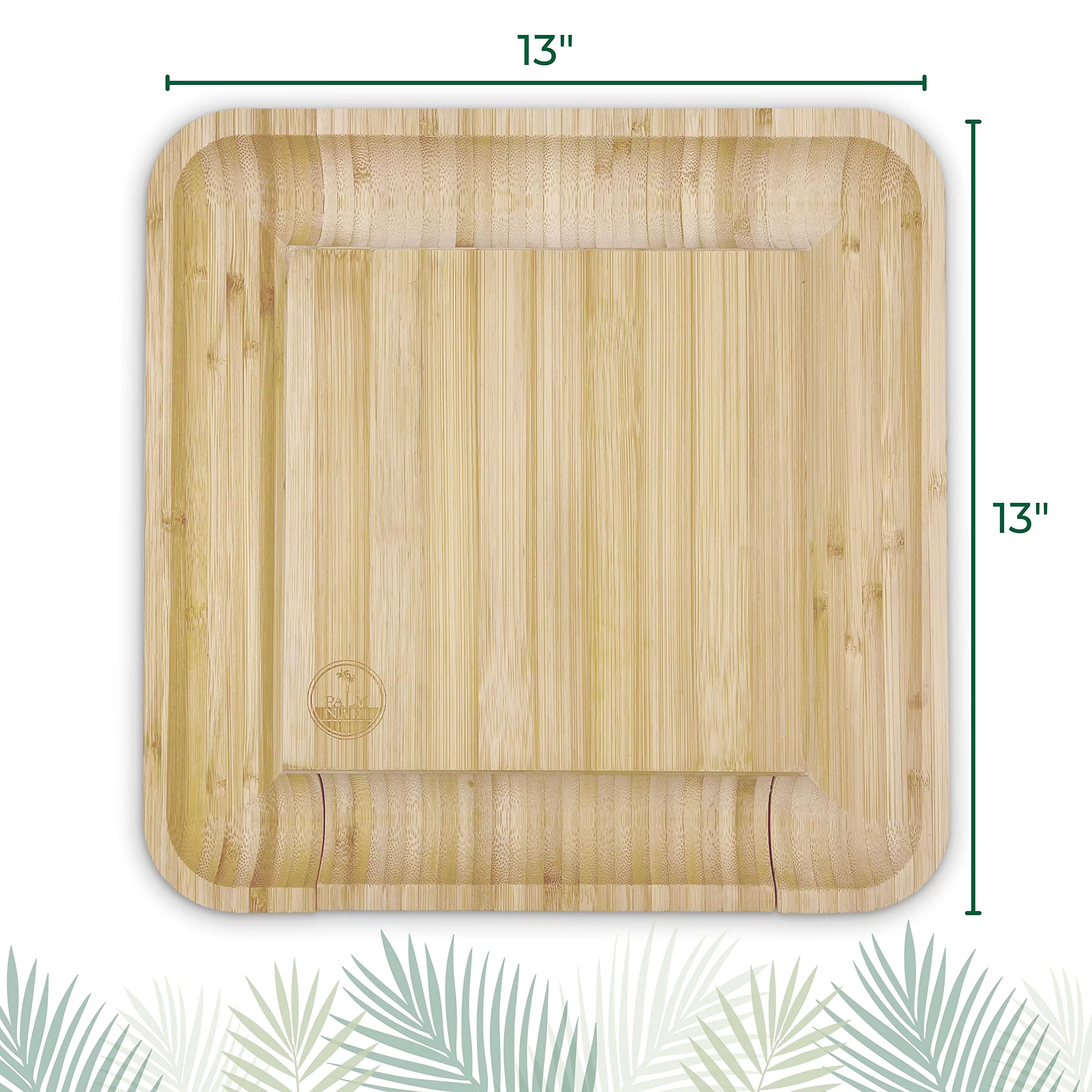 Palm Naki Bamboo Cheese Board and Knife Set - Charcuterie Board with Knife, 13 Large Charcuterie Platter and Serving Tray, Housewarming Gift, Wedding and Anniversary Gift