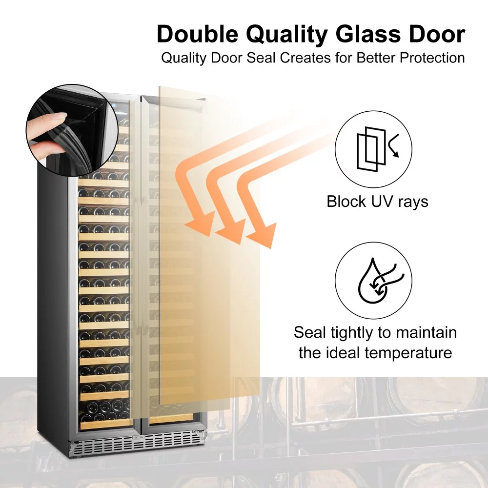 Lanbo Black Single Zone Wine Cooler Glass French-Door 289 Bottle Capacity