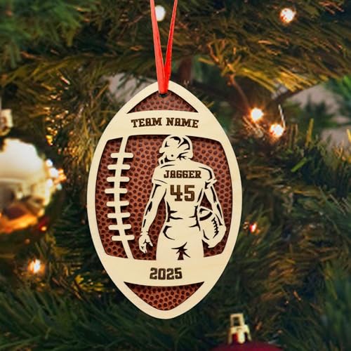 Personalized Football Ornament 2025, Custom American Football Wooden Christmas Ornament, Custom Team Ornament Footballs Player Gift Keepsake, Personalized Christmas Tree Decoration 1
